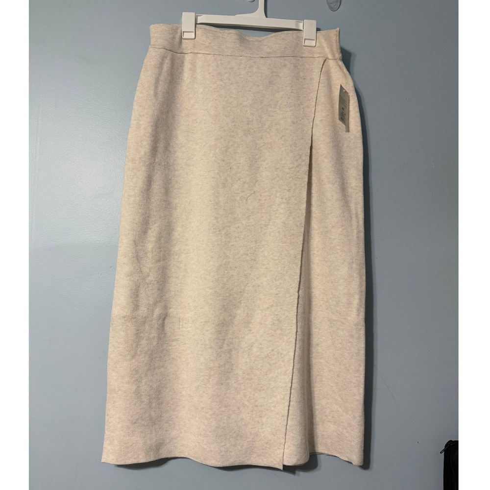 A New Day XXL Oatmeal Knit Wrap Midi Skirt Heather Beige Recycled Blend 2878